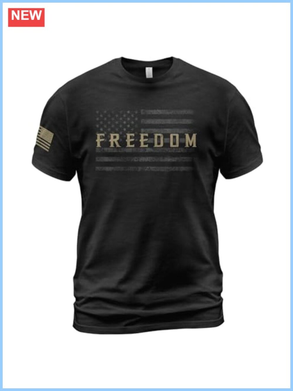 Patriotic American Flag T-Shirt for Men, 100% Cotton Crew Neck Tee